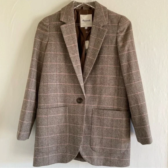 Madewell Larsen Blazer in Brown Plaid Size XXS